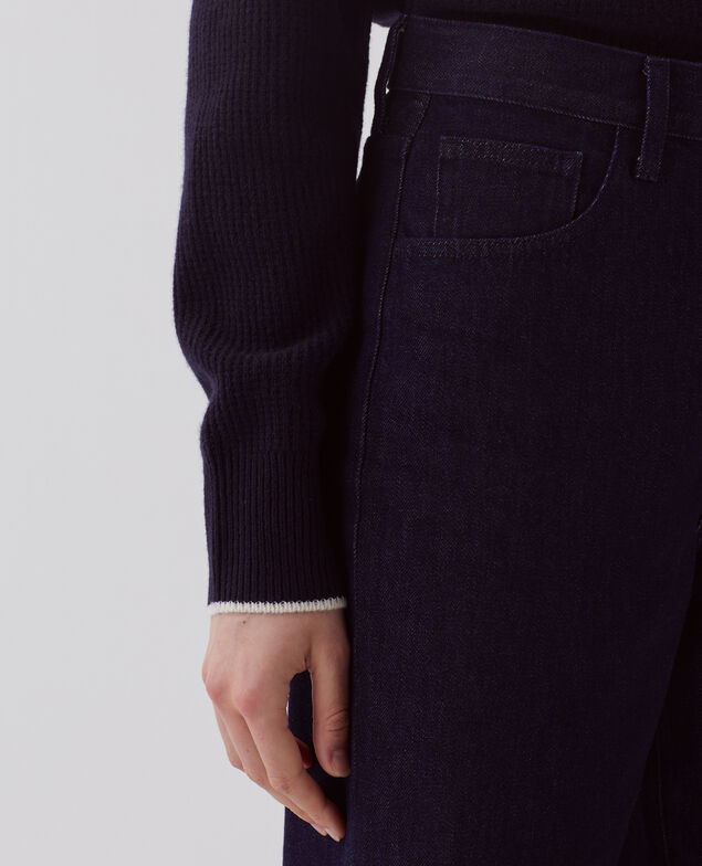 Rollkragenpullover mit Reißverschluss aus Wolle U690 navy