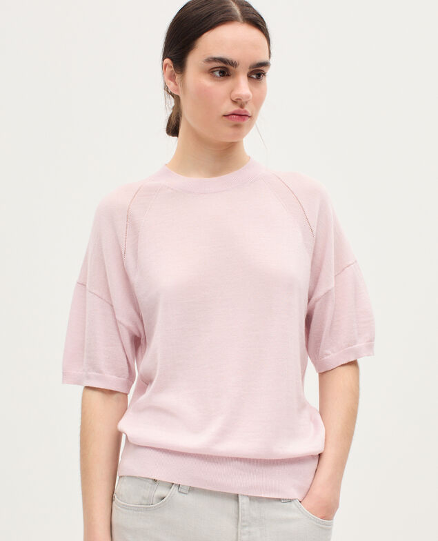 Pullover aus Merinowolle und Seide K100 bloom pink