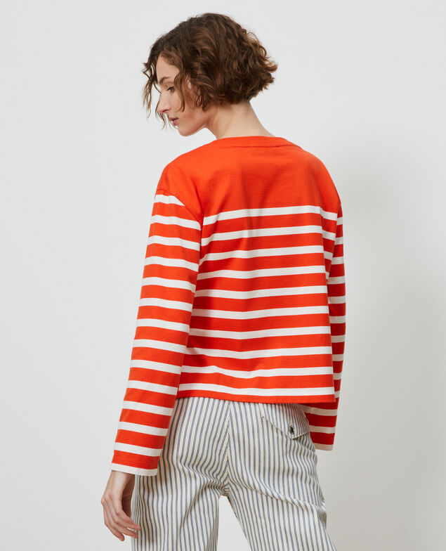 Langärmliges Marine-T-Shirt Stp spicyorange white