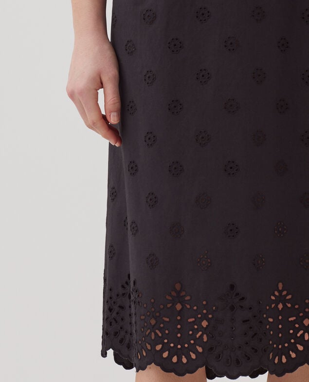 Midi-Kleid mit Lochstickerei aus Baumwolle H091 black beauty