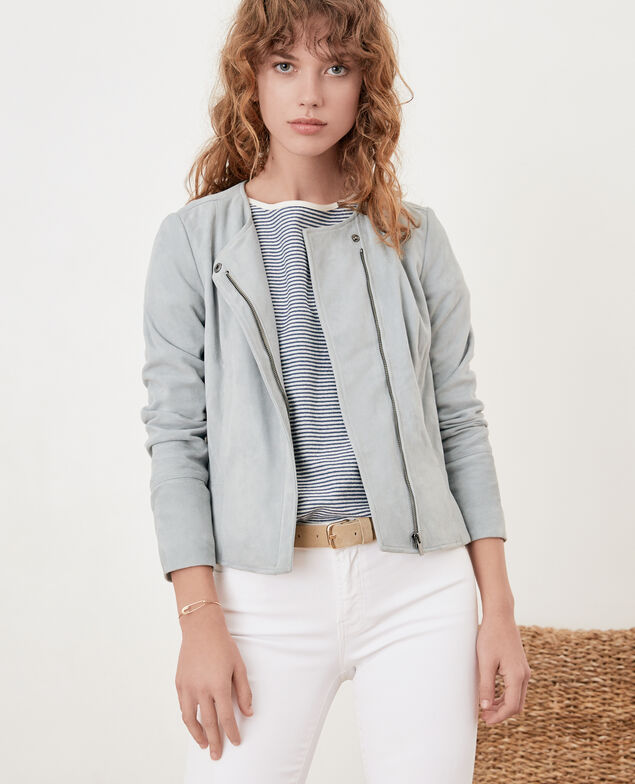 Kurze Wildlederjacke Silvergreen