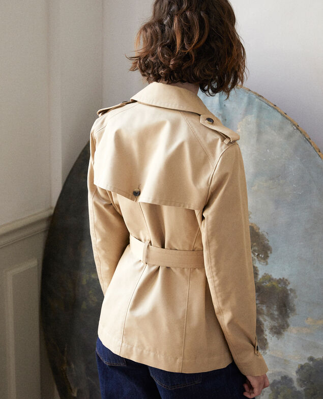 Kurzer Trenchcoat Beige