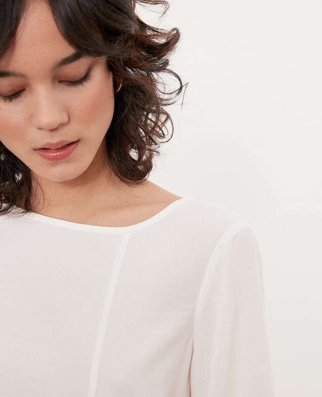 Bluse mit Rundhalsausschnitt Weiß