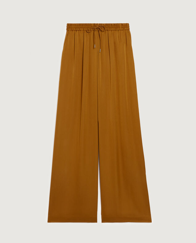 Weite satinierte Hose mit fließendem Fall K340 bone brown