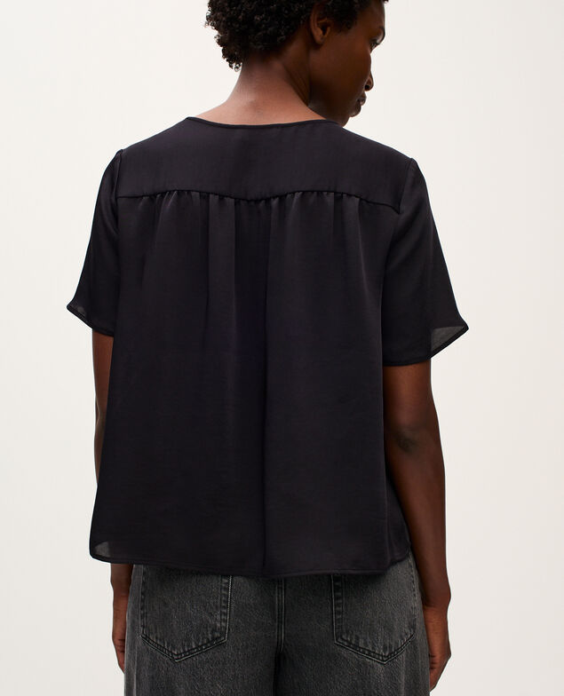 Fließende Bluse mit V-Ausschnitt H091 black beauty