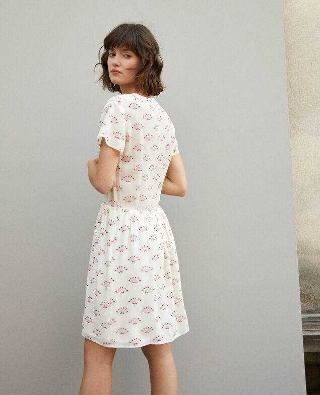 Kleid mit V-Ausschnitt Lotus fan winter white