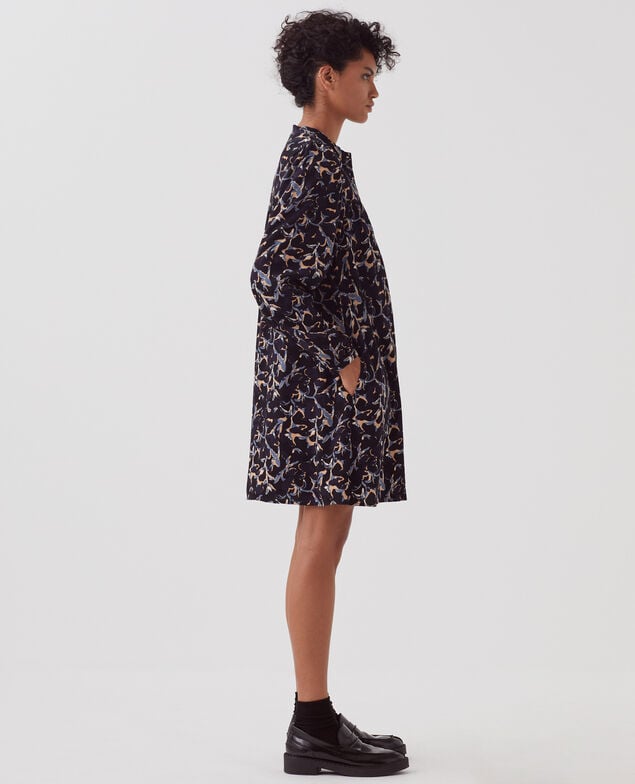 Kurzes Kleid mit fließendem Fall I686 new fl ikat navy