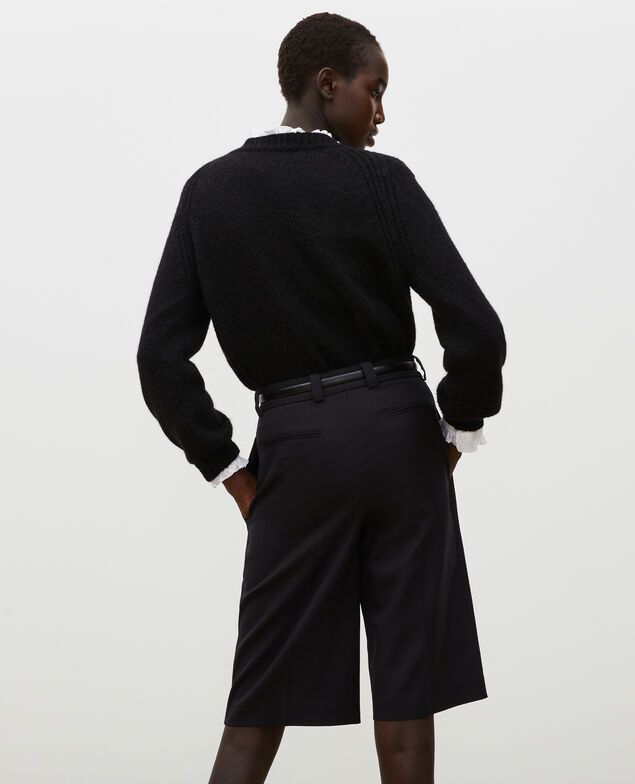 Weiter Wollpullover mit U-Boot-Ausschnitt Black beauty