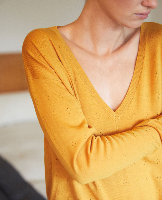 Pullover aus Merinowolle Golden spice