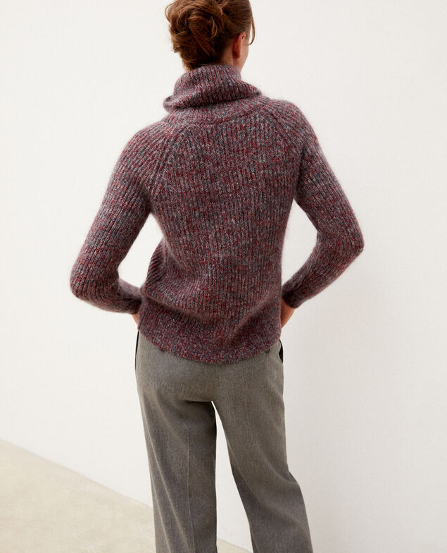 Rollkragenpullover mit Mohair Rio red/ever green/off white