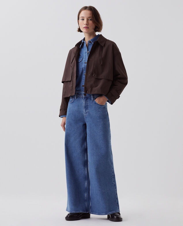 Kurzer Blouson mit wasserabweisender Kapuze J790 chocolate plum