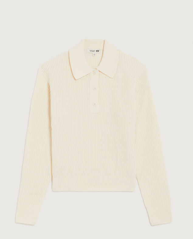 Pullover mit Polokragen U010 off white