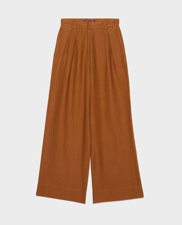 YVONNE - Hose mit hoher Taille aus Leinen Monks robe