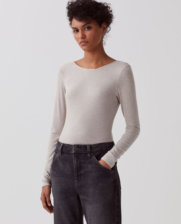Rückenfreier Body I082 grey melange
