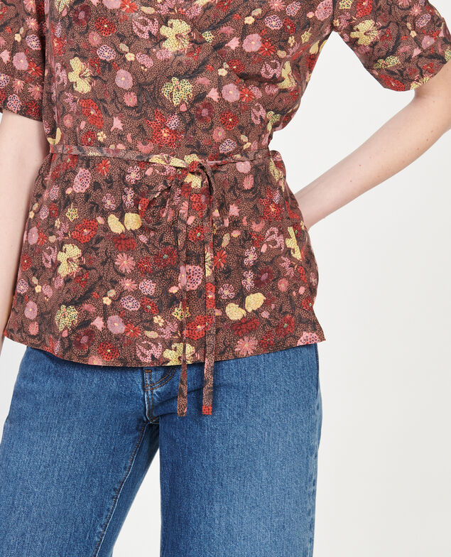  Wickelbluse aus Seide mit Flowerprint Print eden tortoiseshell