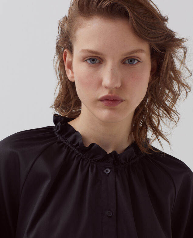 Bluse mit Volant-Kragen H091 black beauty