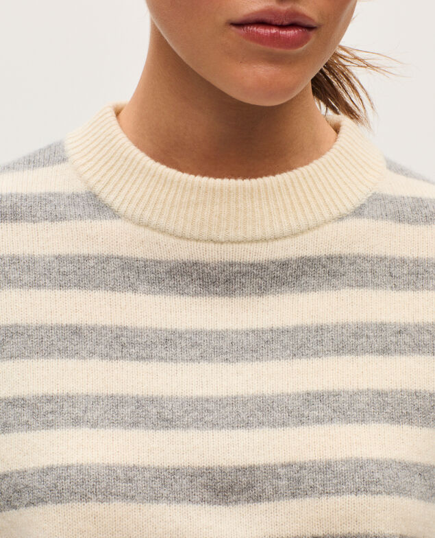 Pullover mit Rundhalsausschnitt aus Wolle K012 st grey white