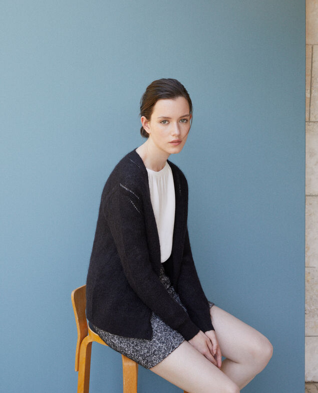 Cardigan mit Mohair und Wolle Schwarz