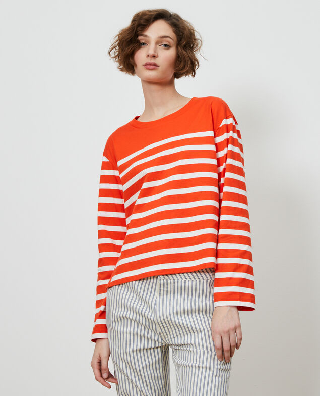 Langärmliges Marine-T-Shirt Stp spicyorange white