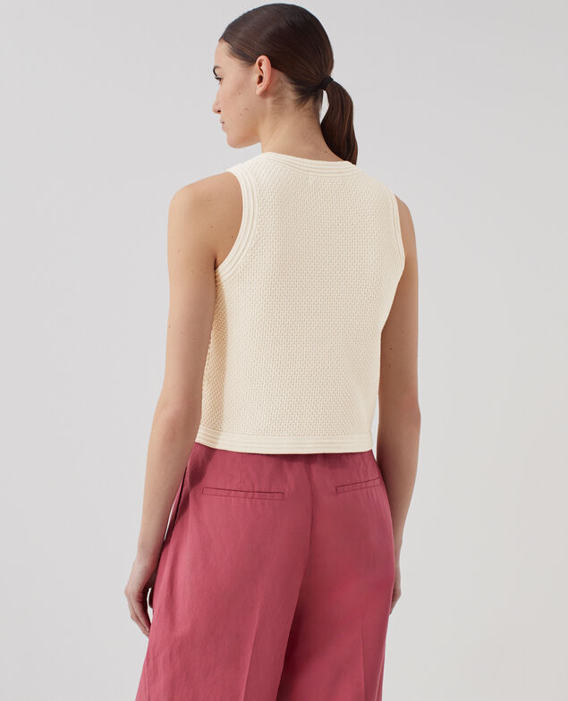 Top mit Ajourstrick aus Baumwolle U010 off white
