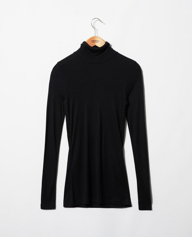 Rollkragen-T-Shirt mit Kaschmir Noir