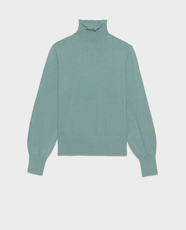 Feiner Pullover aus 3D-Kaschmir mit Stehkragen Chinois green