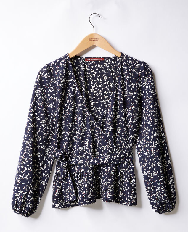Bedruckte Cache-coeur-Bluse Canopee marine