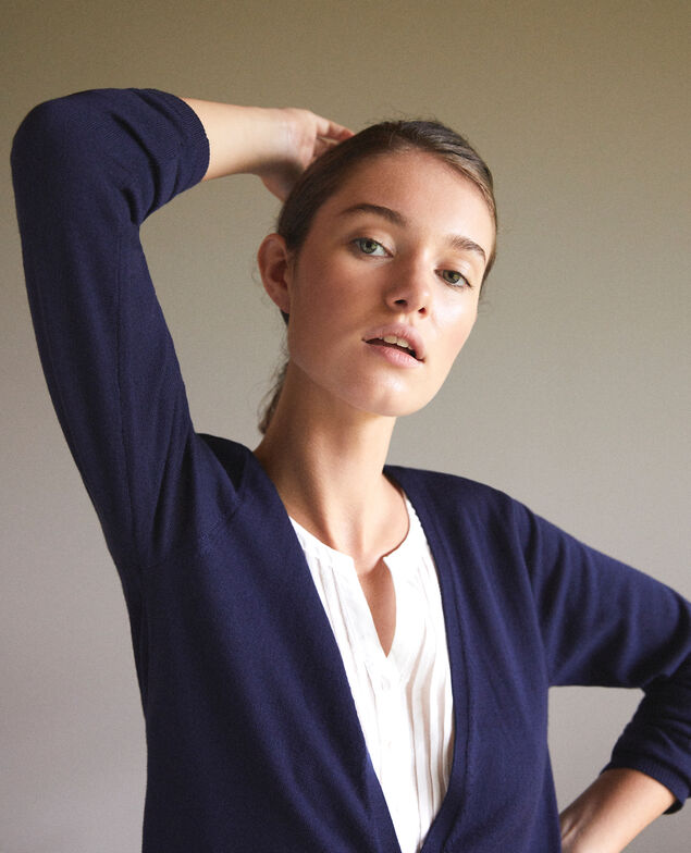 Cardigan-blouse trompe-l'œil Peacoat/off white