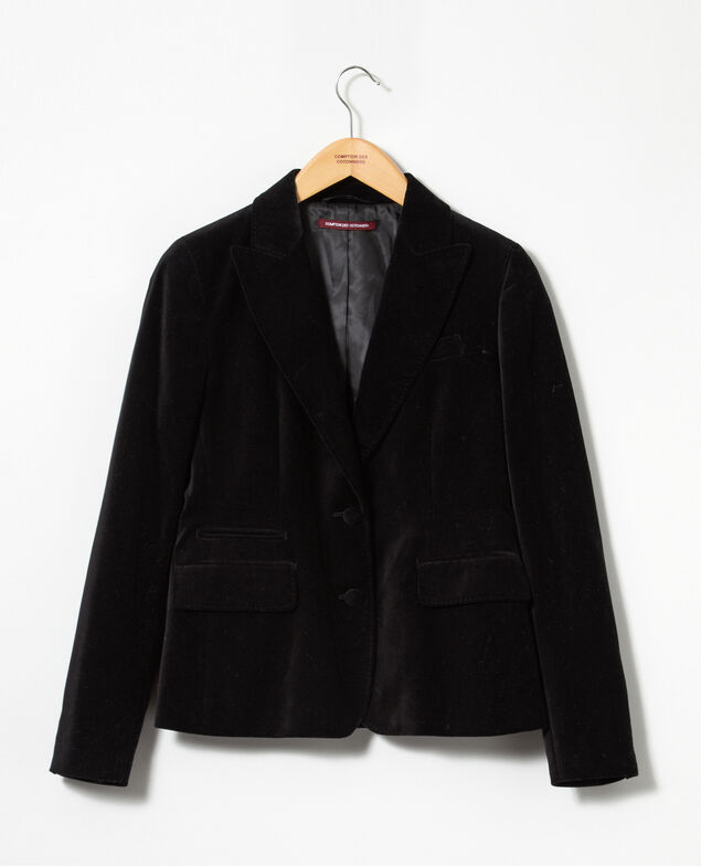 Anzugjacke aus Spiegelsamt  Schwarz