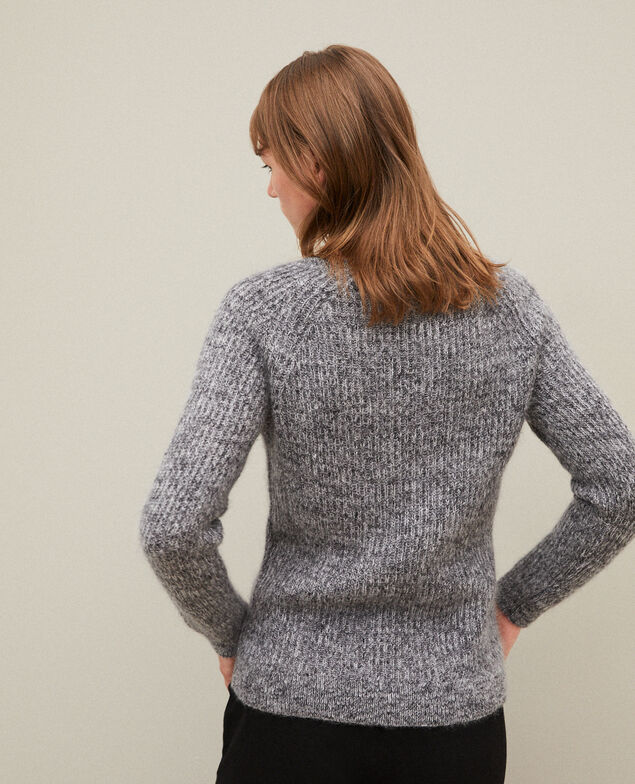 Melierter Pullover aus Mohair Light grey/noir/silver gray