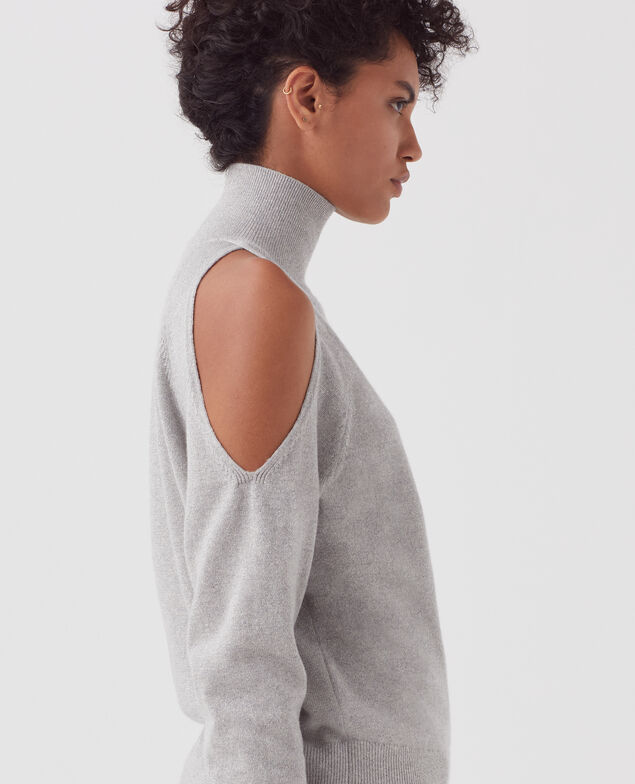 Pullover mit Cut-out an der Schulter I025 ashen gray lurex
