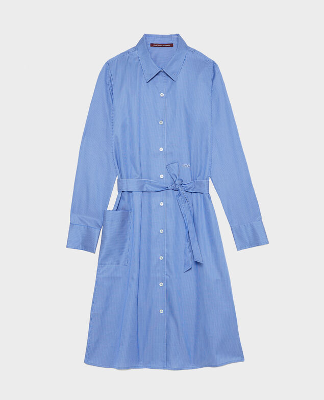 Hemdkleid aus Baumwolle mit Gürtel Blue as proto