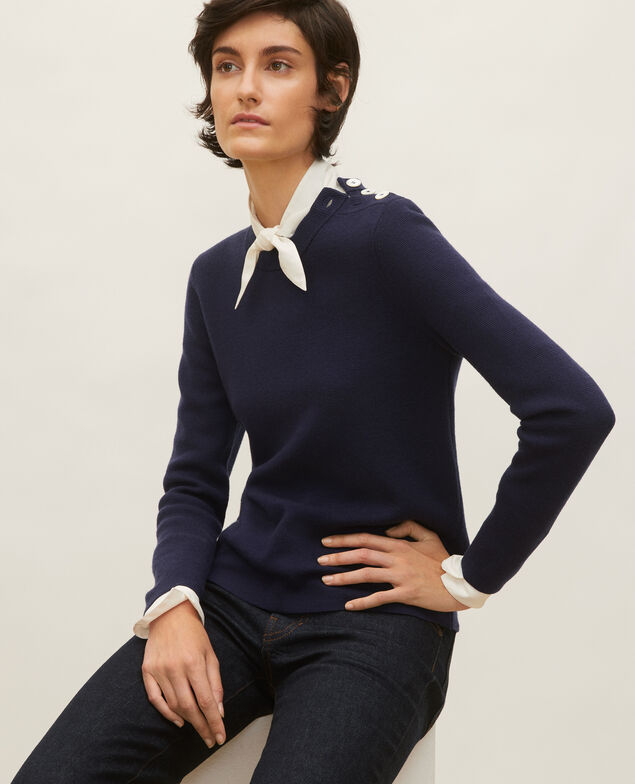 Wollpullover im Marinelook Maritime blue