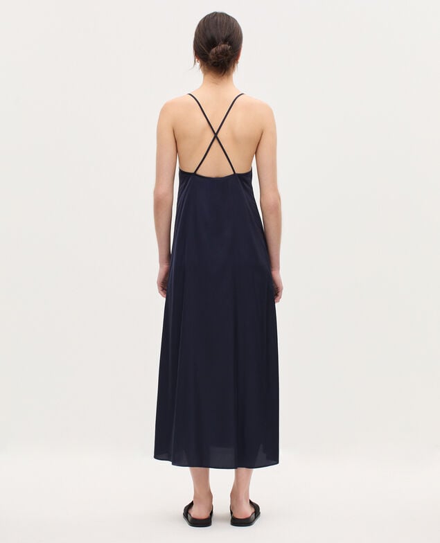 Langes satiniertes Nuisette-Kleid H695 night sky