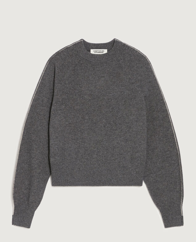 Pullover mit Rundhalsausschnitt aus Kaschmir K073 gray st ecru