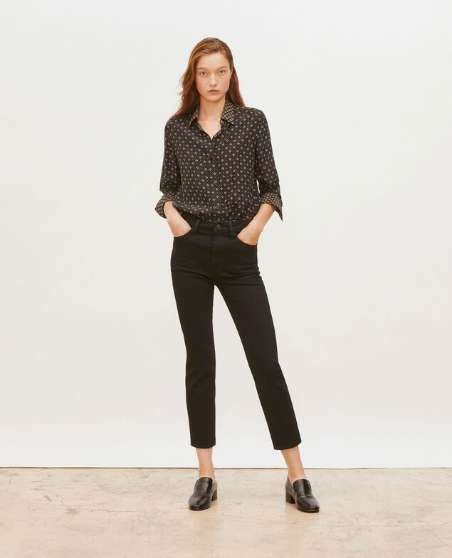 SLIM HIGH RISE - Cropped Jeans 5 Taschen Noir denim