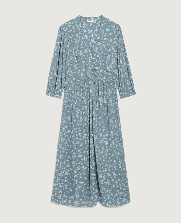 Langes fließendes Kleid K610 daisy blue
