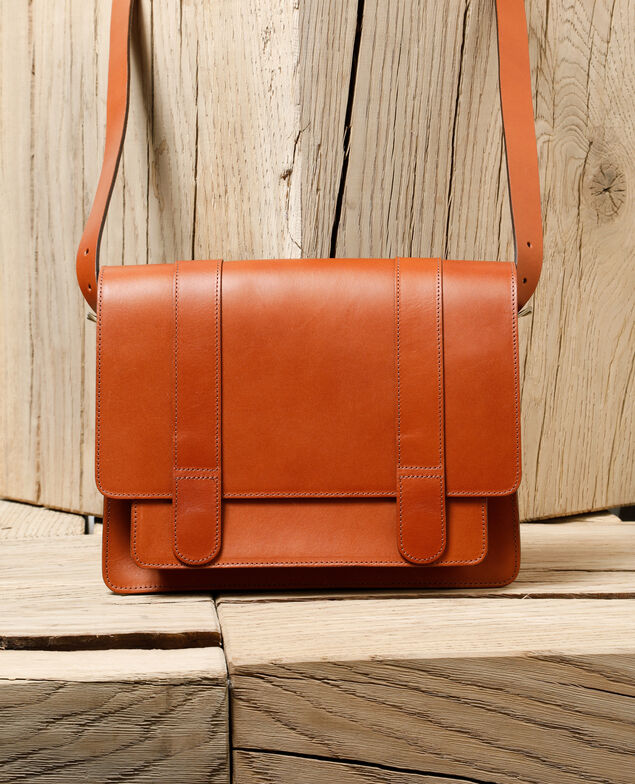 Tasche aus glattem Leder, großes Modell Braun