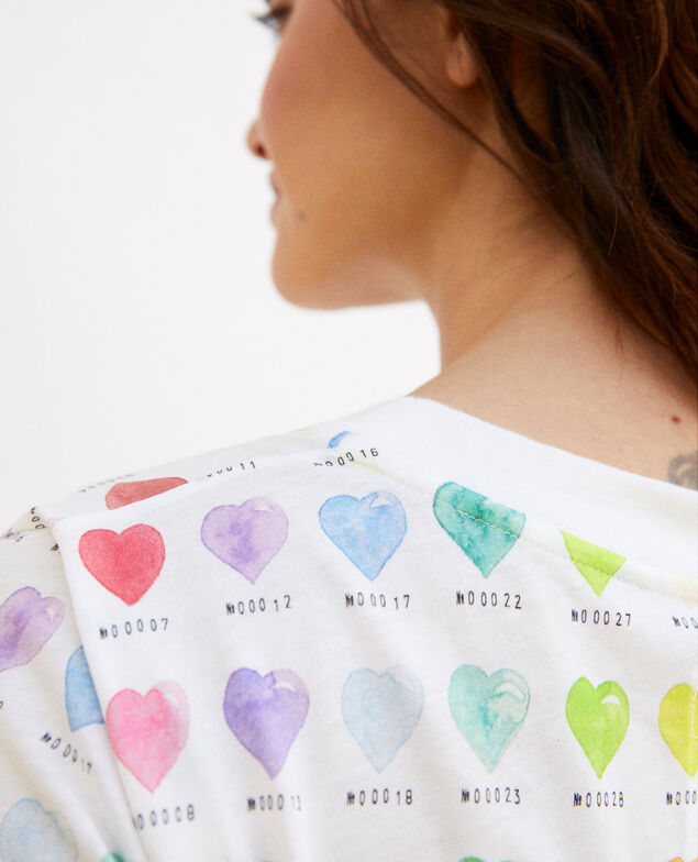 T-Shirt mit Herzmuster Off white