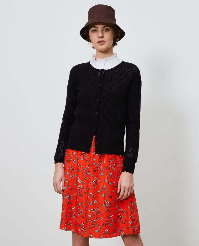 Spitzencardigan aus 3D-Strick Black beauty