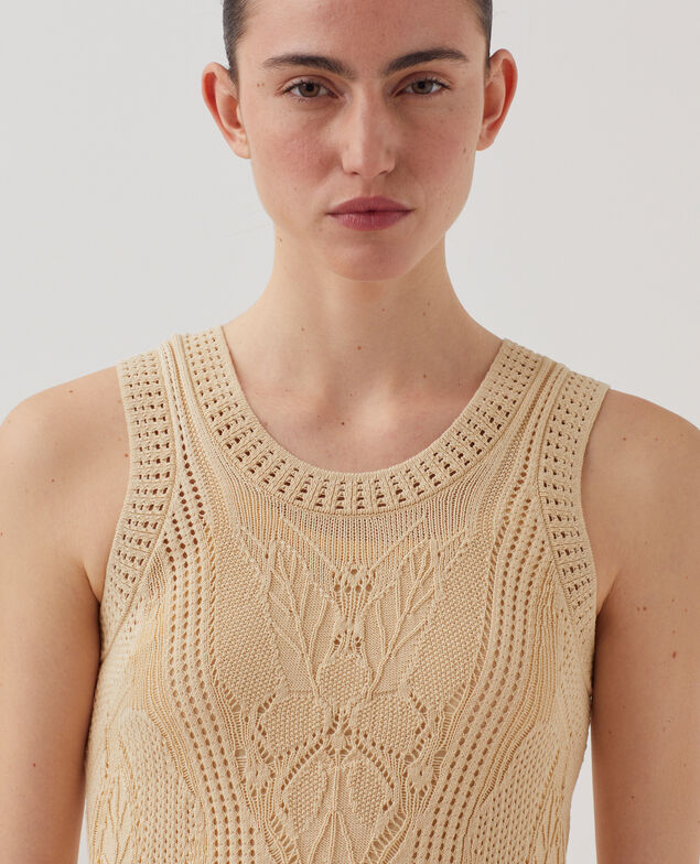 Kurzes Häkelkleid mit Blumenmotiv J300 natural