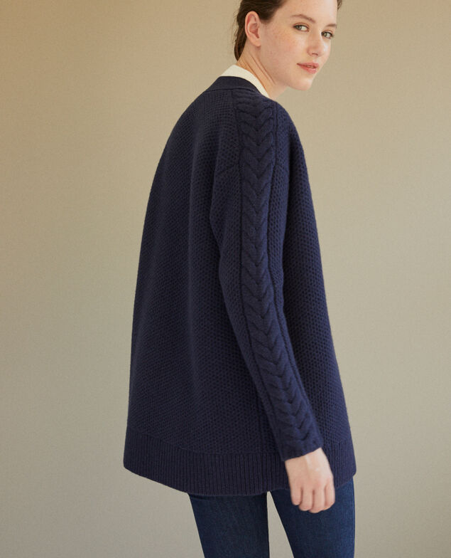 Strickjacke mit Flechtdetails Blau