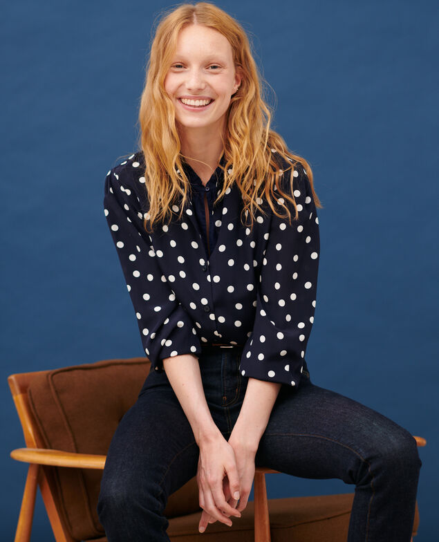 SIBYLLE - BLUSE AUS SEIDE 8855 69 navy dots