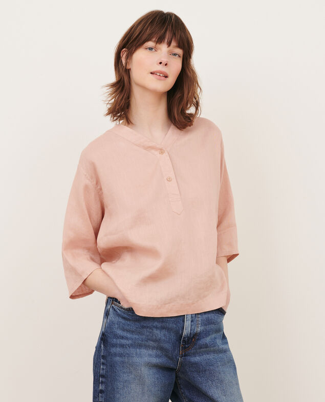 Tunesische Bluse aus Leinen 32 beige