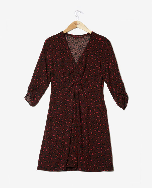 Kleid mit V-Ausschnitt Braun