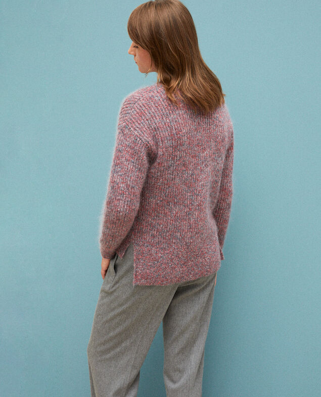 Melierter Cardigan aus Mohair Pompeian red/ultra green/off white