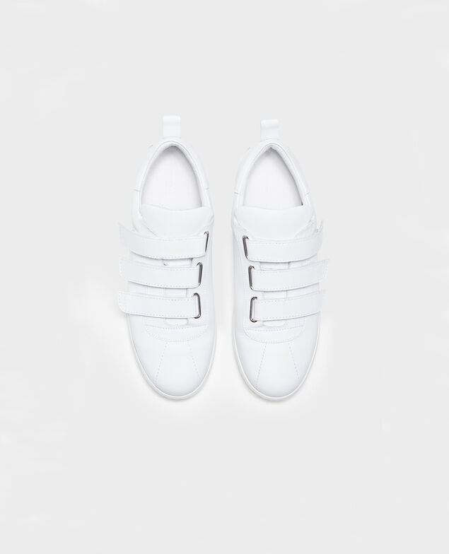 Sneakers aus Leder mit Klettlaschen Optical white