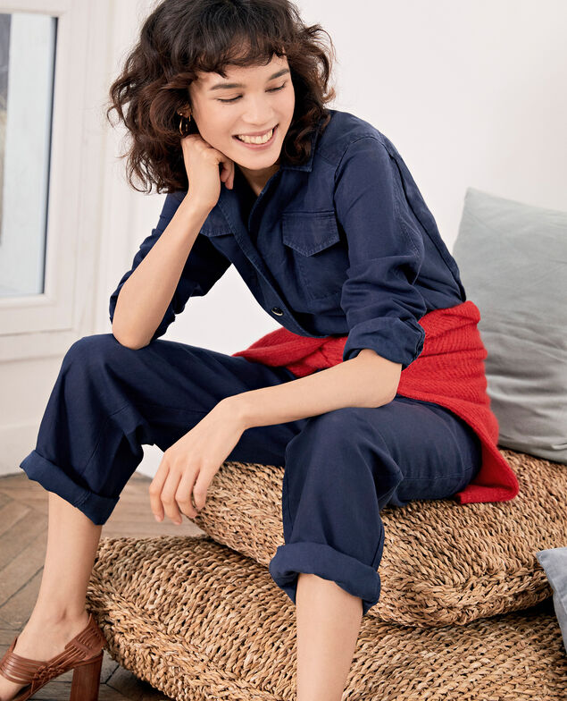 Safari-Overall mit Leinen Marine