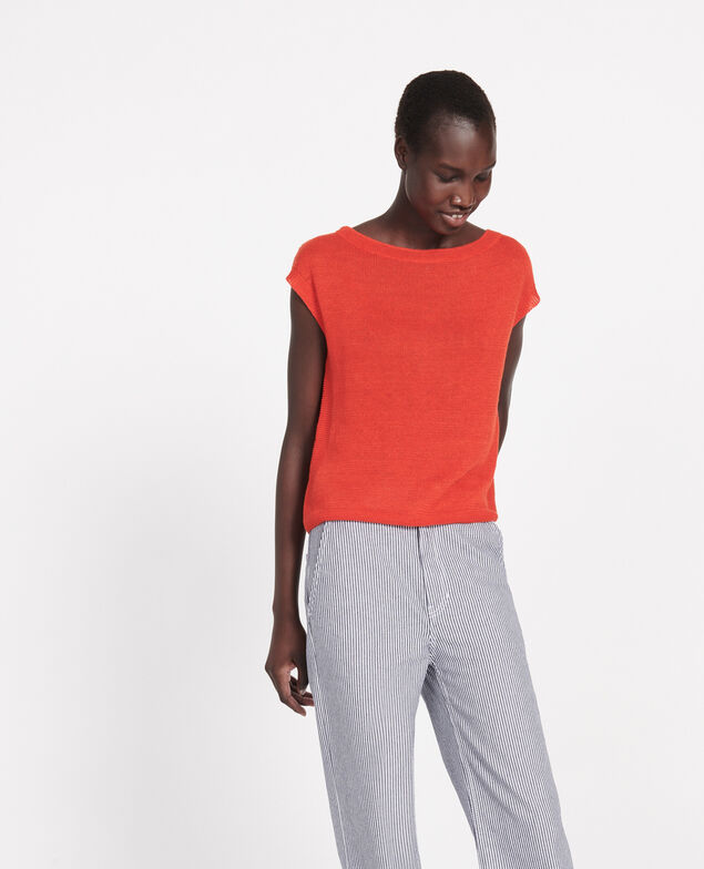 T-Shirt aus Leinen Fiery red
