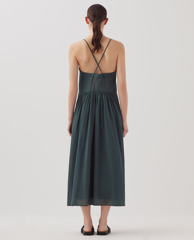 Langes Trägerkleid aus Baumwollvoile J590 spruce green